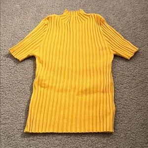Yellow Ribbed Knit Top